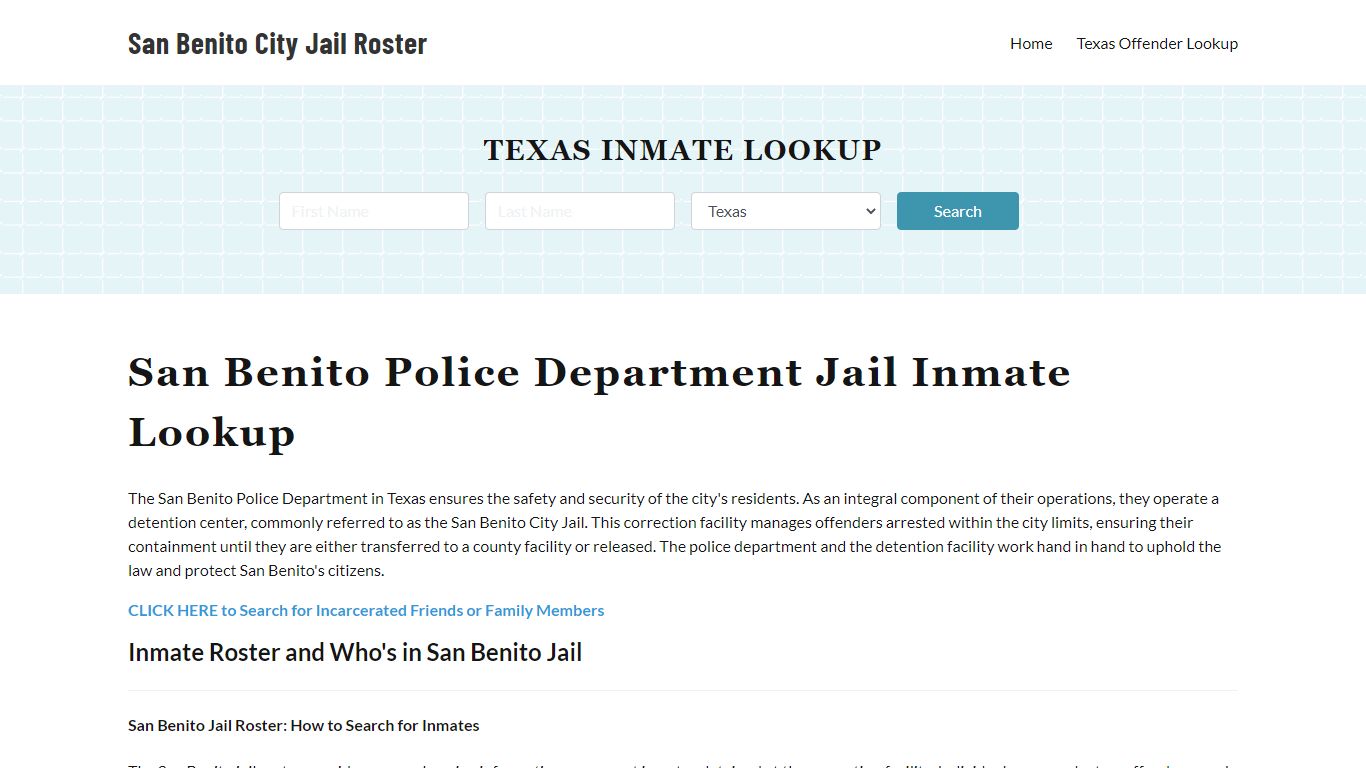 San Benito Police Department & City Jail, TX Inmate Roster, Arrests ...