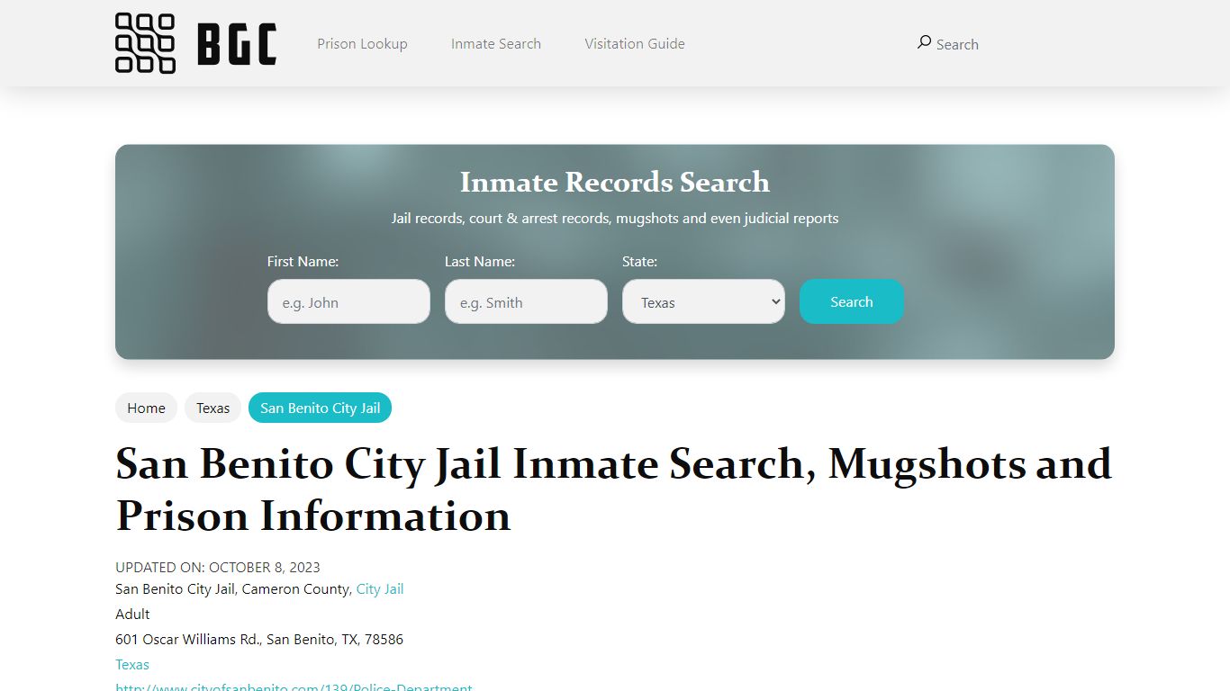 San Benito City Jail Inmate Search, Mugshots, Visitation, Phone no ...
